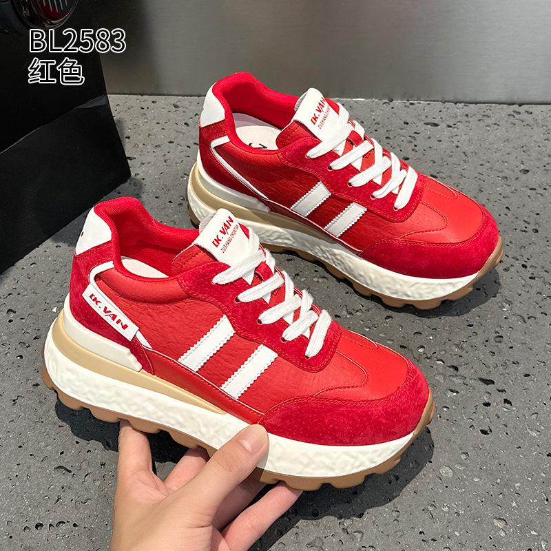 Platform-soled German training shoes autumn new leather casual sports dad shoes breathable Forrest Gump shoes