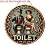 Vintage Toilet Metal Sign Floral Relief Art Home Decor Wall Plaque Bathroom