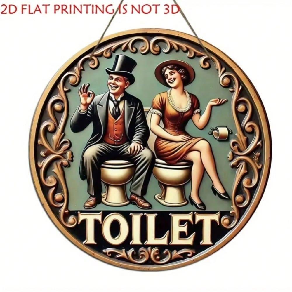 Vintage Toilet Metal Sign Floral Relief Art Home Decor Wall Plaque Bathroom