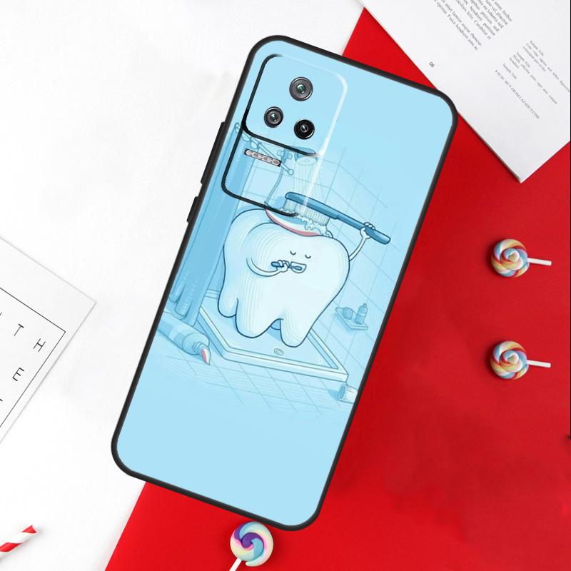 Cartoon Dentist Dental Crowned Teeth Cover For Xiaomi 14T 11T 12T 13T Pro 13 14 15 Ultra POCO X7 Pro X3 X5 X6 F5 F6 M6 Pro Case