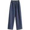 Fall New Arrival Plus Size Female Loose High Waist Dark Color Water Scrubbing Straight Elastic Waist Plus Size Ladies Wide Leg Pants Denim