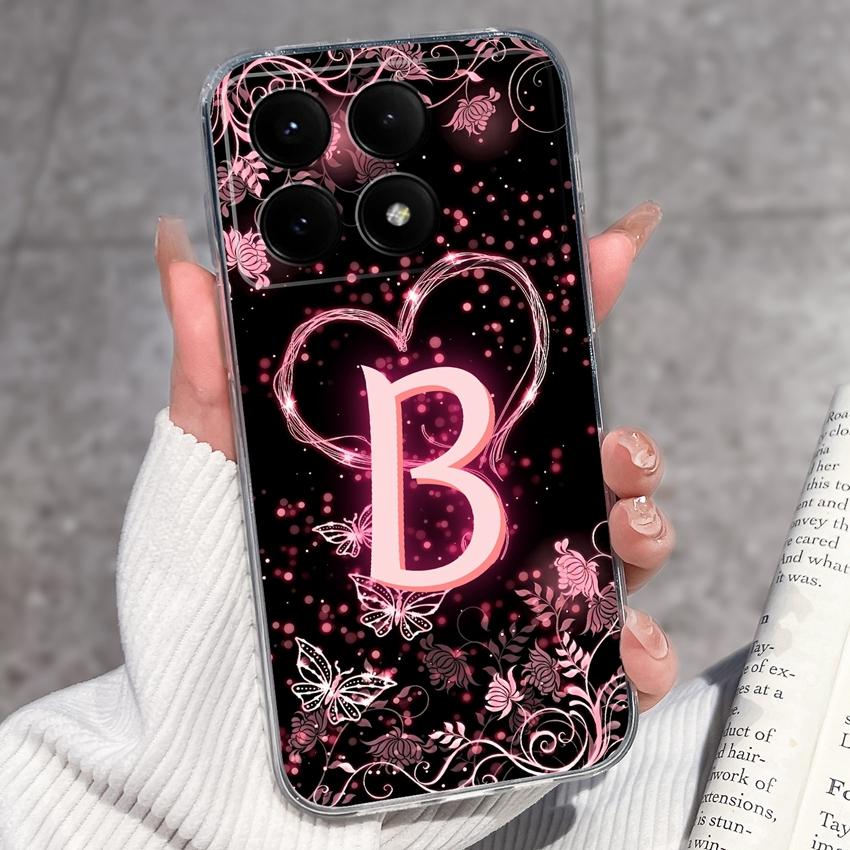 Casing For Redmi K70 K80 K60 K50 K40 K30 K20 Pro K70e K60e K90 Pro Max Phone Case Premium Letters Pattern Transparent TPU Back Cover For Redmi Housing
