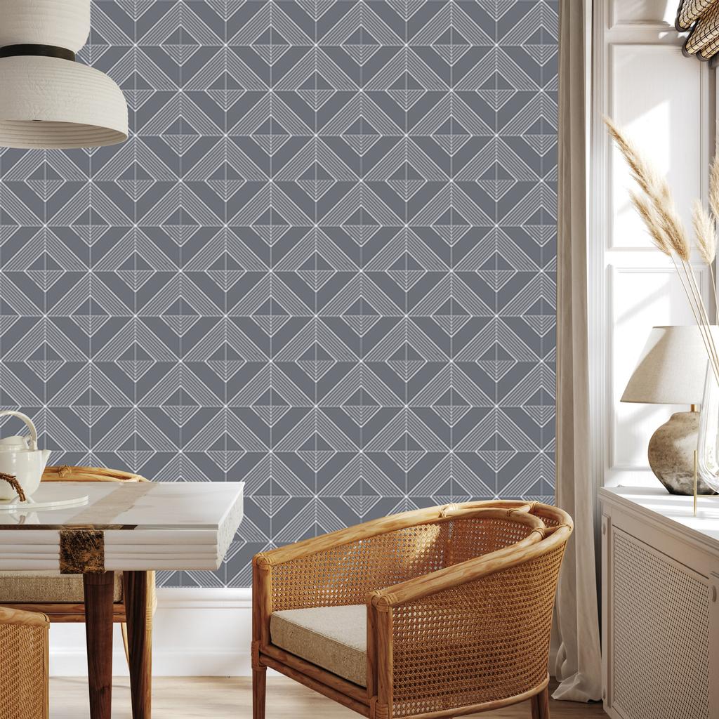 Geometric rhombus wallpaper gray for living room and bedroom 50x1000