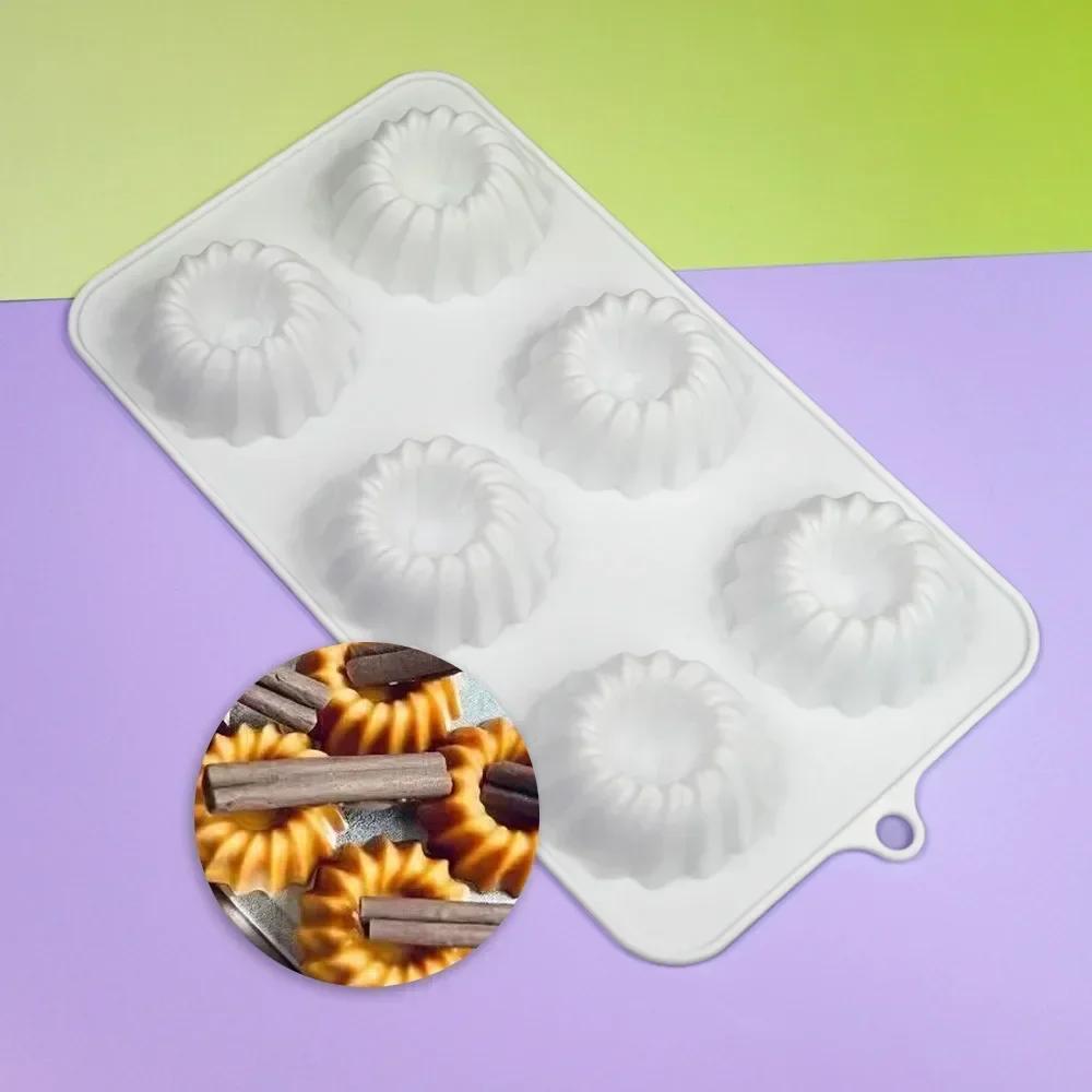 Silicone DIY 6 Hole Madeleine Design Chocolate Mousse Mould Shell Flower Cake Mold French Dessert Cake Decorating Bakeware