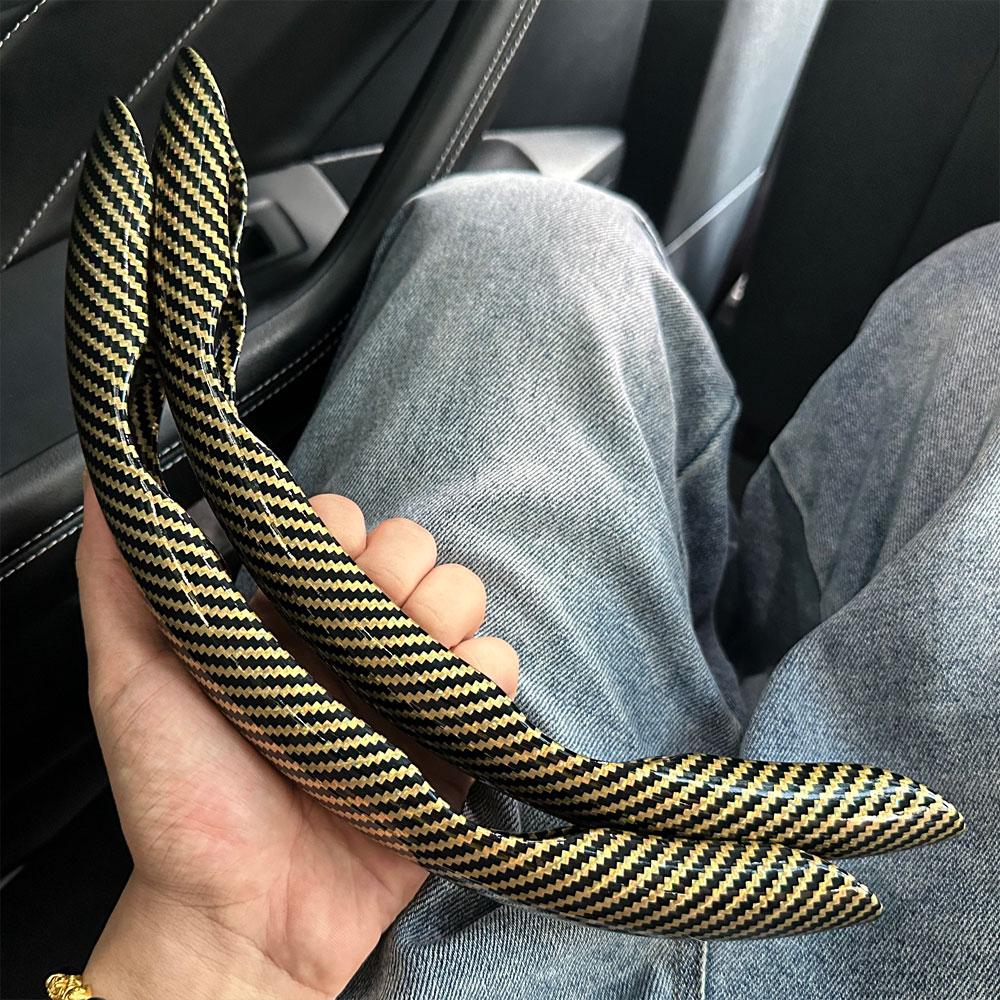 

2 шт. Чехол на рулевое колесо автомобиля из углеродного волокна, Нескользящий протектор рулевого колеса, Пыленепроницаемый, Моющийся, Аксессуары для интерьера, Круглый или D-образный