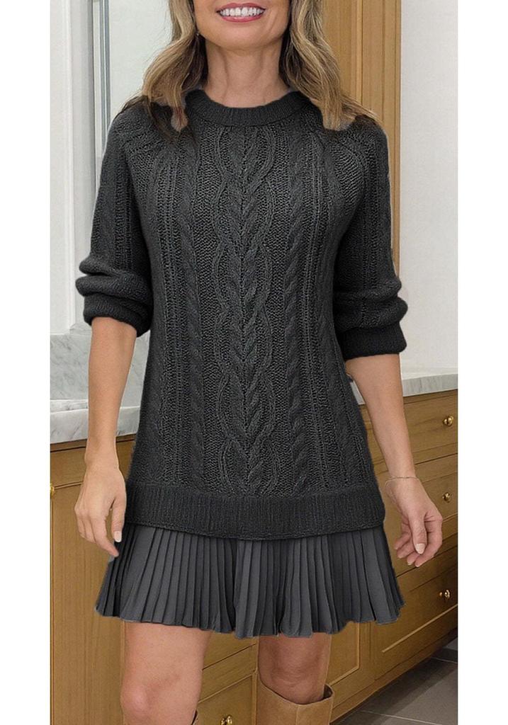 European Cross-Border Knit Chiffon Mini Dress - Sweet Temperament Style
