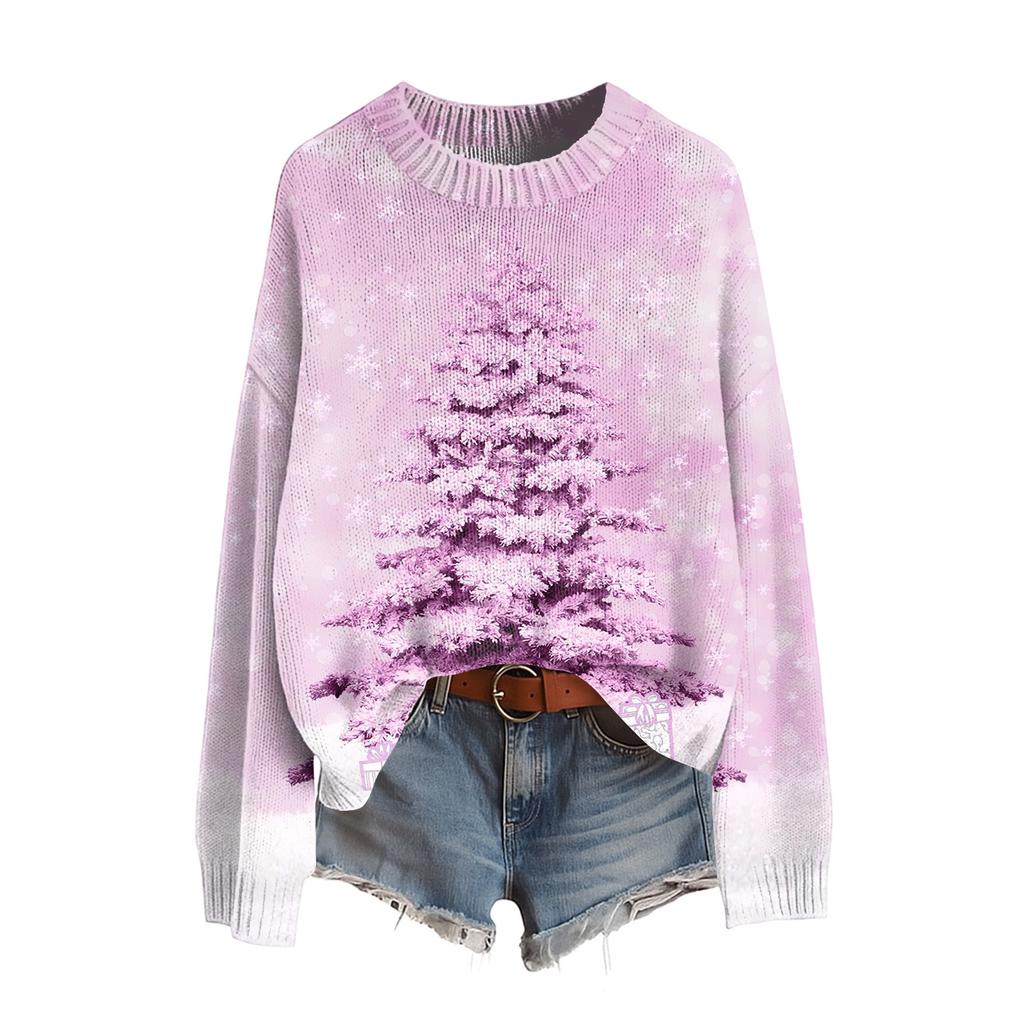 Damen Lustiger Damen Weihnachts-Pullover R-Ausschnitt Weihnachts-Jumper Weihnachts-Outfit Hässliches Sweatshirt Weihnachtskostüm