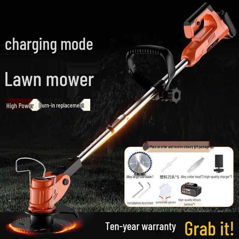 Rechargeable Multifunctional Electric Lawn Mower: Compact Lithium Battery Weeder for Small Lawns and Orchards