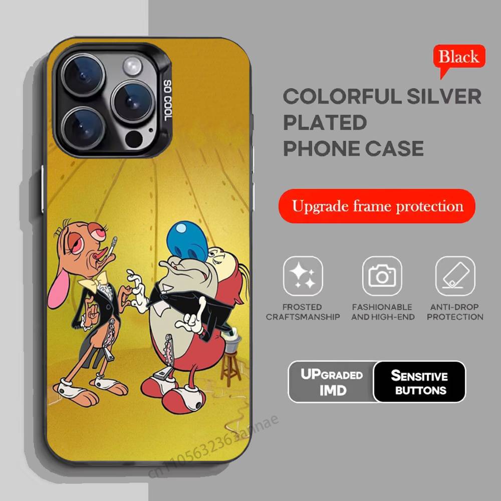 

Anime Ren and S-stimpy Phone Case for iPhone 15 16 Pro Max Air SE 11 13 Pro 14 Plus 12 11Pro 15Pro Max 16e Cover iPhone14Pro