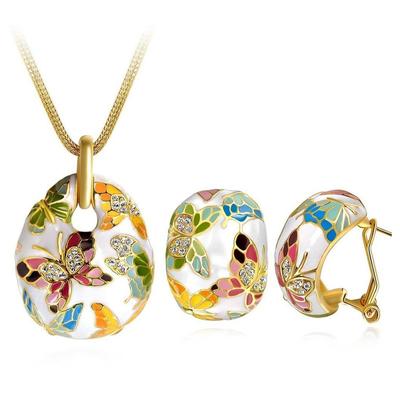 Jewellery Sets for Women Enamel Necklace Pendant Jewellery Set with Earrings For Girls/Women