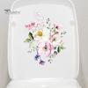 Toilet Lid Sticker Strong Stickiness PVC Waterproof Easy-peel Flower Theme Toilet Seat Decal Restroom Art Decoration