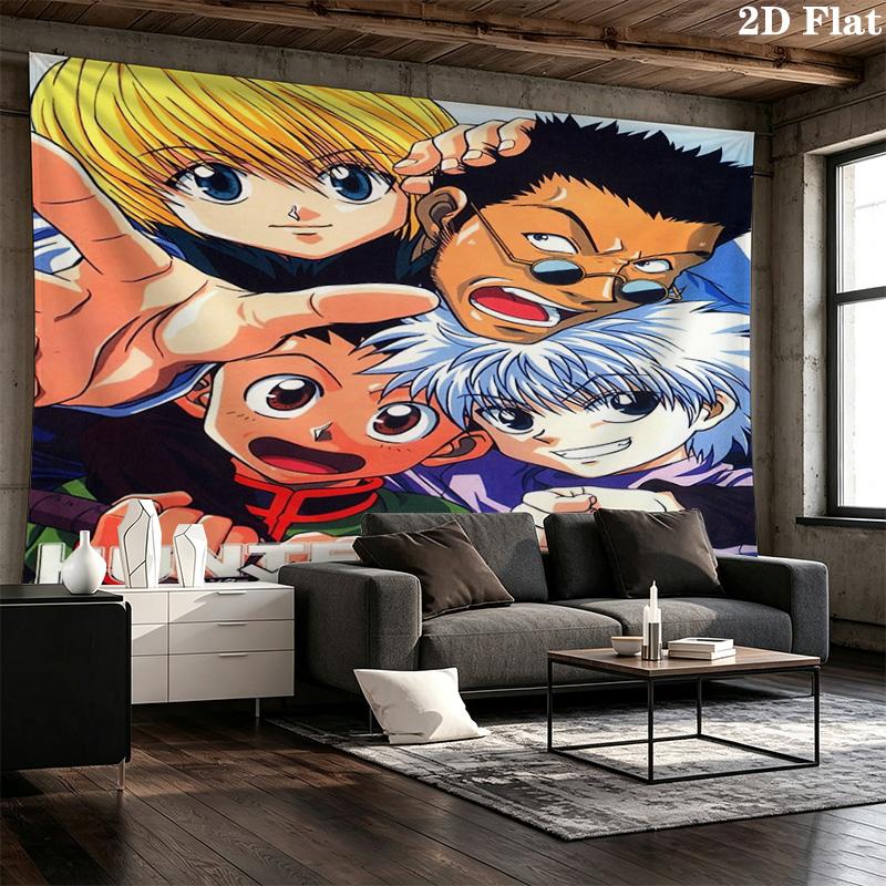 Hunter X Hunter Wall Tapestry Aesthetic Wall Hanging Printed Fabric Blanket Decorative Tapestries For Bedroom Living Room Home Decor
