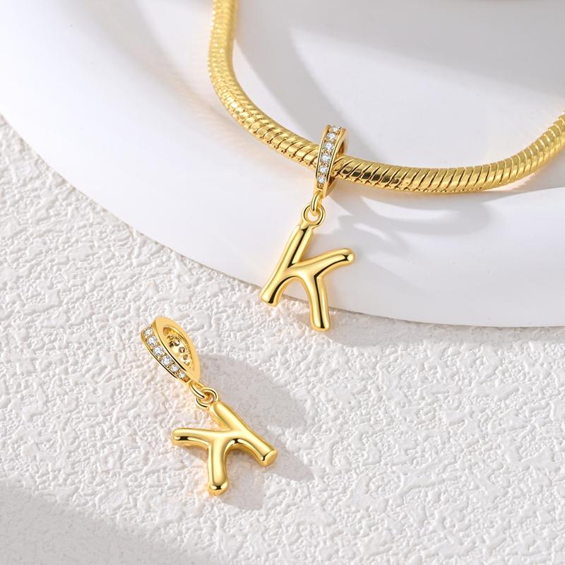 Copper Golden Letter K Charms Fit Original Bracelet Making Gift For Woman Jewelry Diy Fashion Pendant
