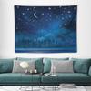 1pc Starry Sky Tapestry Night Scene, Forest Trees Moon Stars Blue, Wall Hanging Tapestry Bedroom Dormitory Living Room