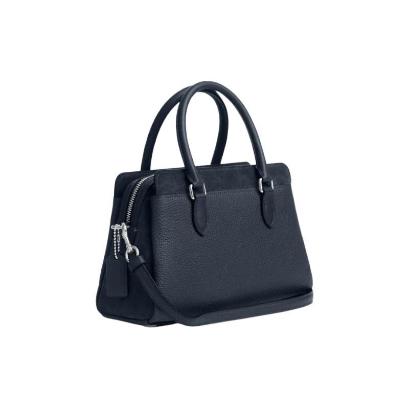 COACH 18 solid color hardware buckle pebbled leather tote bag tote bag shopping shoulder handbag small size women's blue