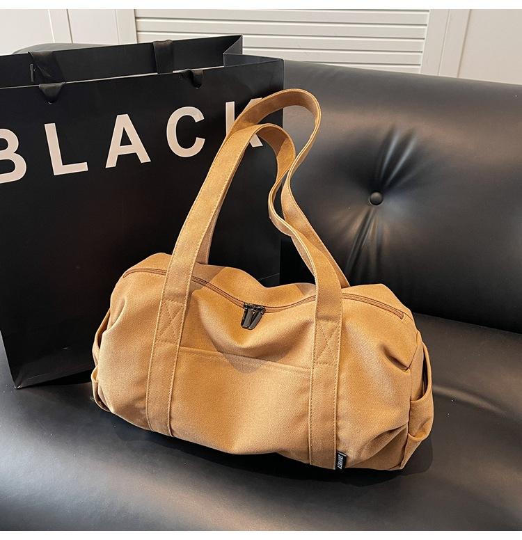 Casual canvas bag, short-distance travel bag, large-capacity sports fitness bag, versatile hand carry messenger duffel bag