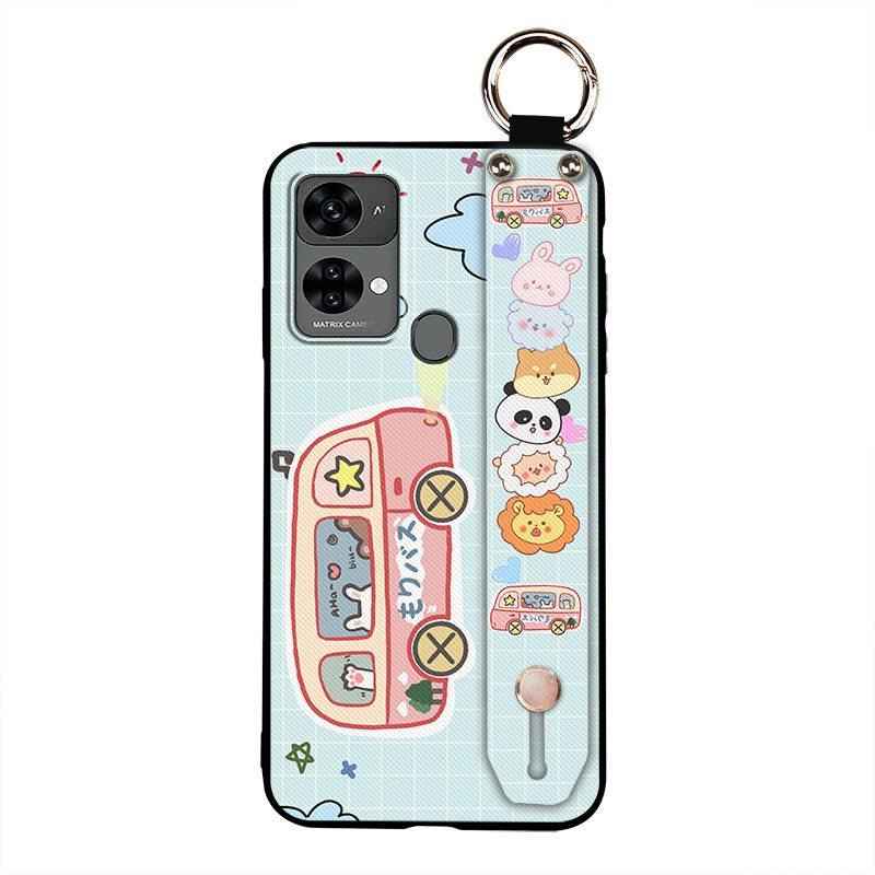 Wristband Waterproof Phone Case For Oukitel C33 Lanyard Cartoon Fashion Design Wrist Strap Anti-dust Ring Kickstand Cute