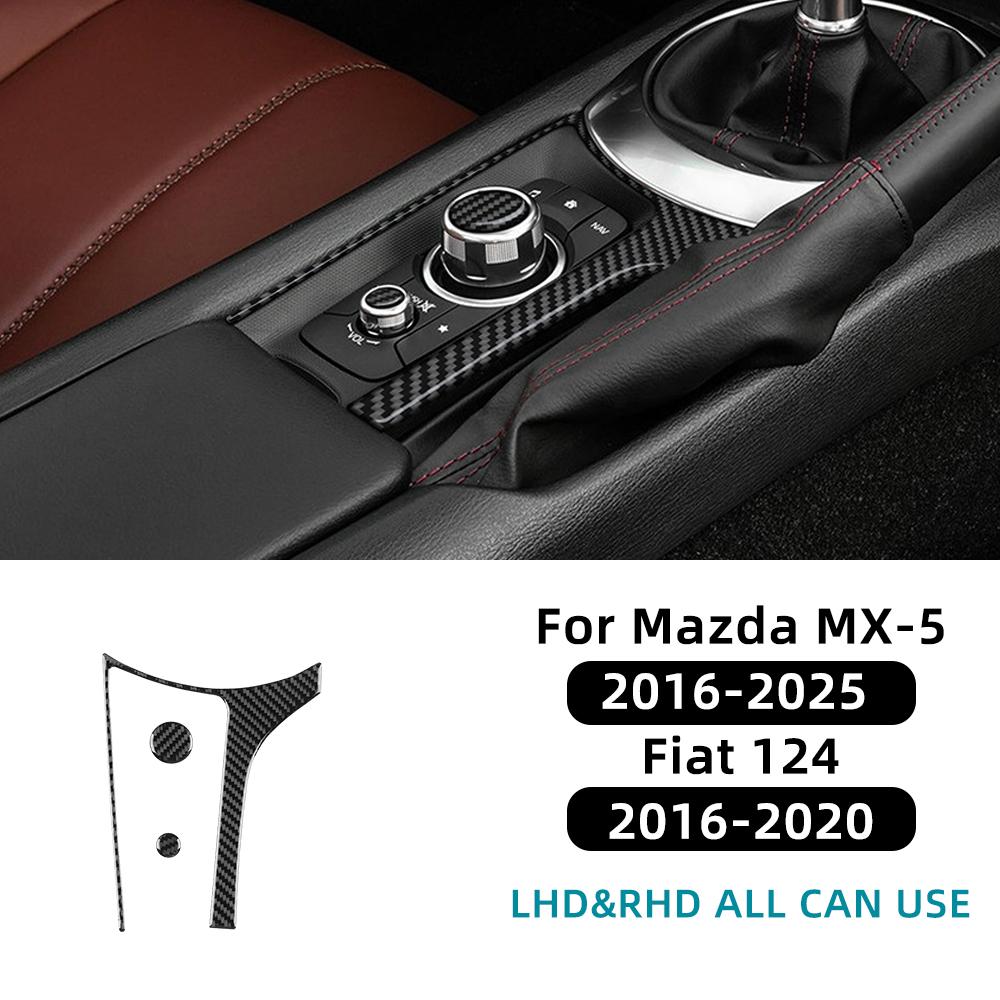 Для Mazda MX-5 MX5 Miata Roadster ND ND2 MK4 2015-2025/Fiat 124 2016-2020 Настоящий Мягкий Карбоновый Стикер на Кнопку Переключения Передач Автомобиля