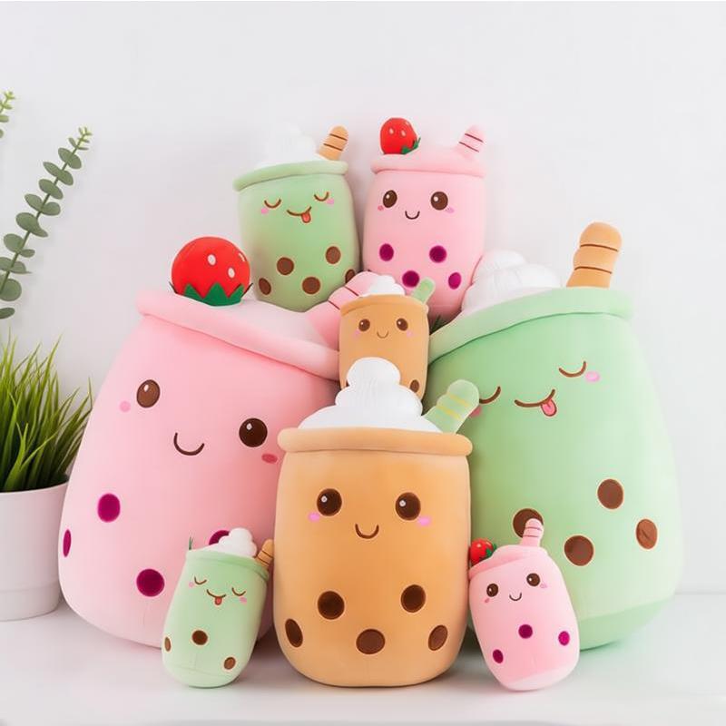 Peluche Kawaii Gelato Tazza di Tè alle Bolle Boba Bambola Imbottita Morbido Dessert Cuscino da Abbracciare Regalo Compleanno Ragazze Divano Cuscino per Bevande Decorazione