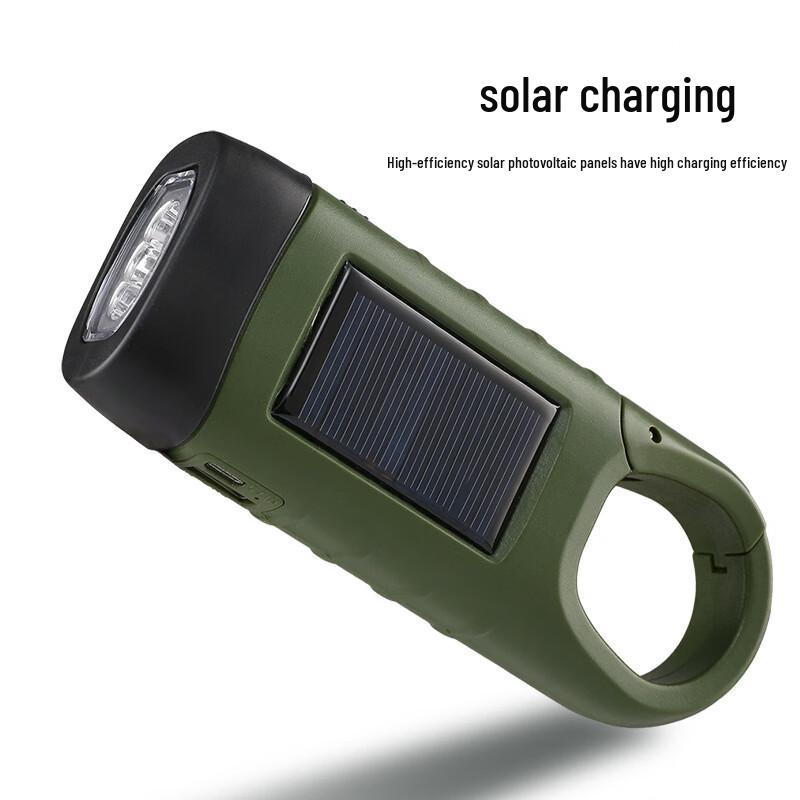 OEING Solar Hand-Crank Emergency Flashlight