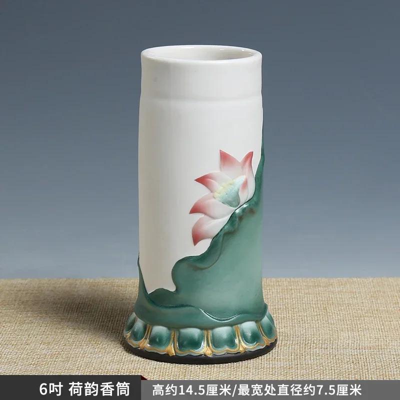 

1шт керамическая курильница китайская белая фарфоровая ваза для украшения буддийских принадлежностей и принадлежностей