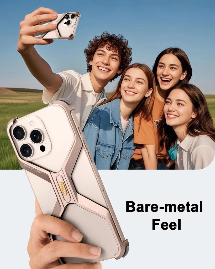 Oatsbasf Bezrámový kovový X-tvarovaný kryt na telefon pro iPhone 16 Pro/Pro Max Hliníková slitina Minimalistický nárazuvzdorný ochranný kryt