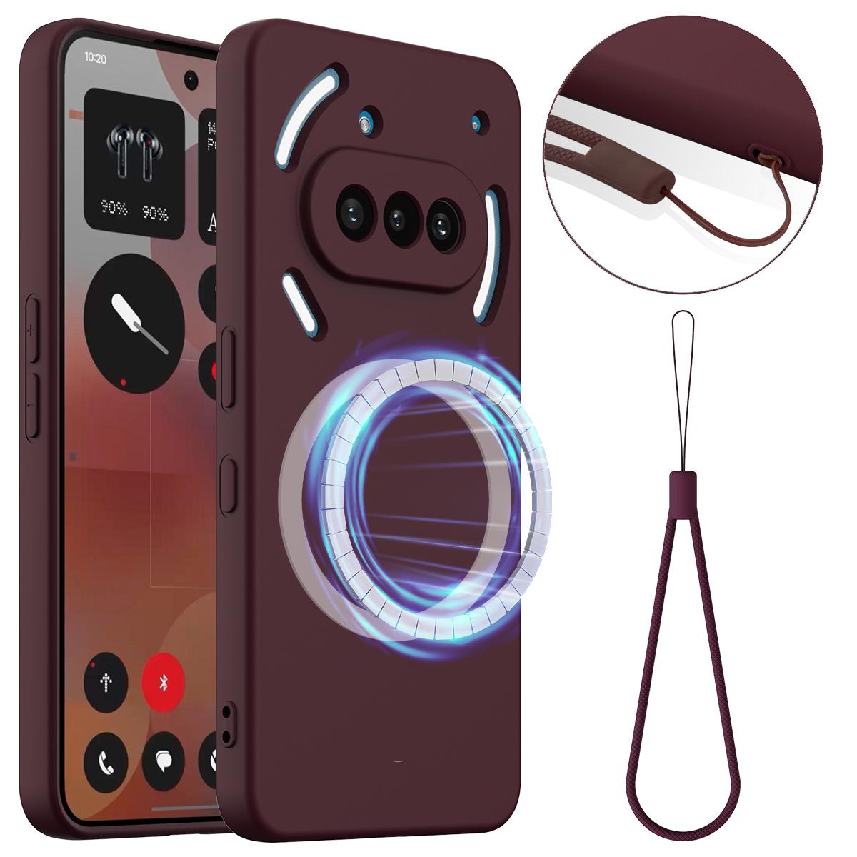 

Ни за что Телефон (3a) Чехол, совместимый с MagSafe, противоударный чехол для телефона из жидкого силикона Wine Red