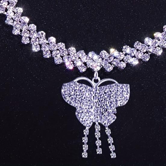 Butterfly Charm Pendant Anklet, Adjustable Chain Beach Anklet with Cubic Zirconia Tassel, Lightweight Foot Jewelry for Women
