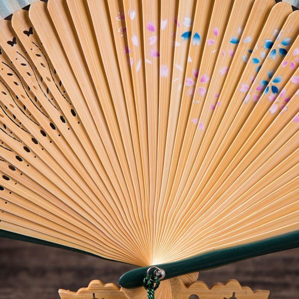 Butterfly Floral Pattern Portable Folding Fan Chinese Style Dance Fan For Wedding Party