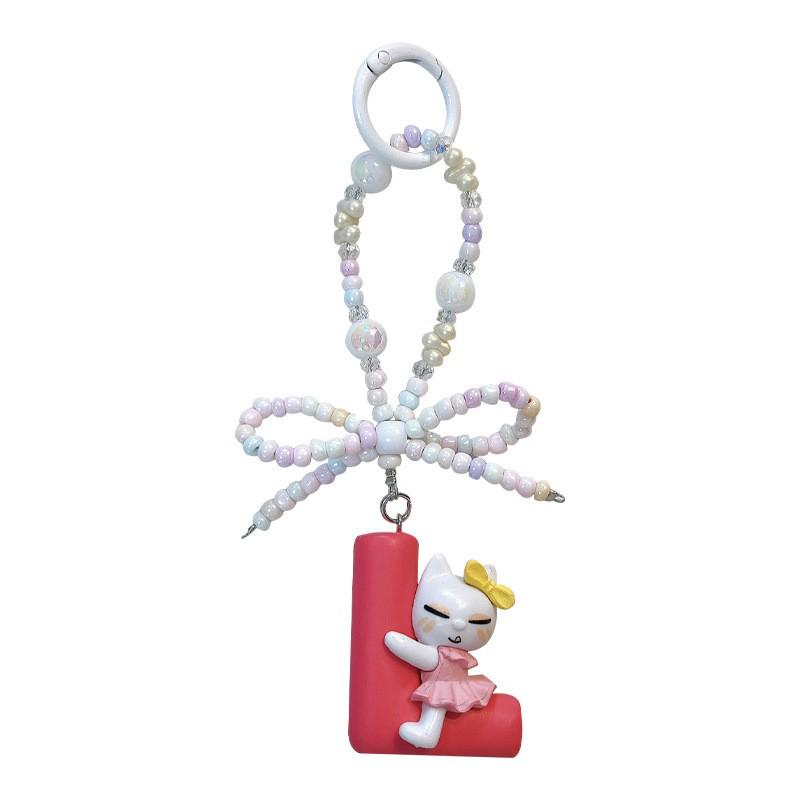 Alphabet Beaded Cat Phone Charm & Keychain Bag Pendant