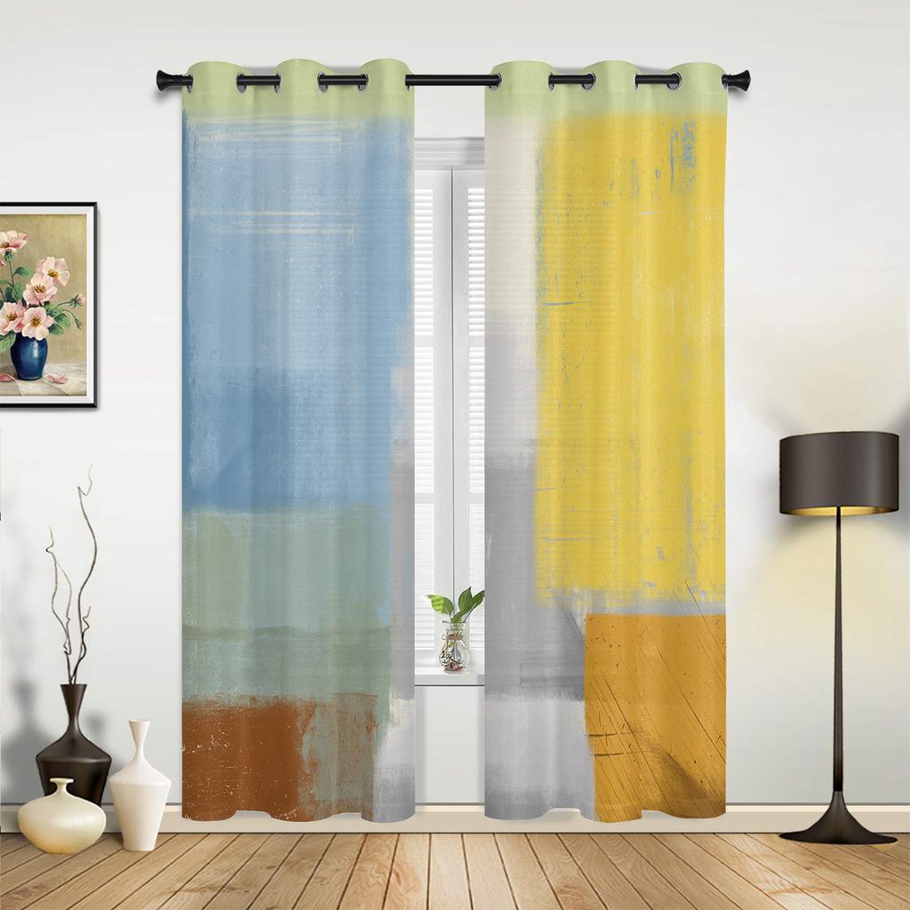 Oil Painting Abstract Hand Painted Vintage Curtains for Bedroom Living Room Drapes Kitchen Kid's Room Window Curtain Home Decor