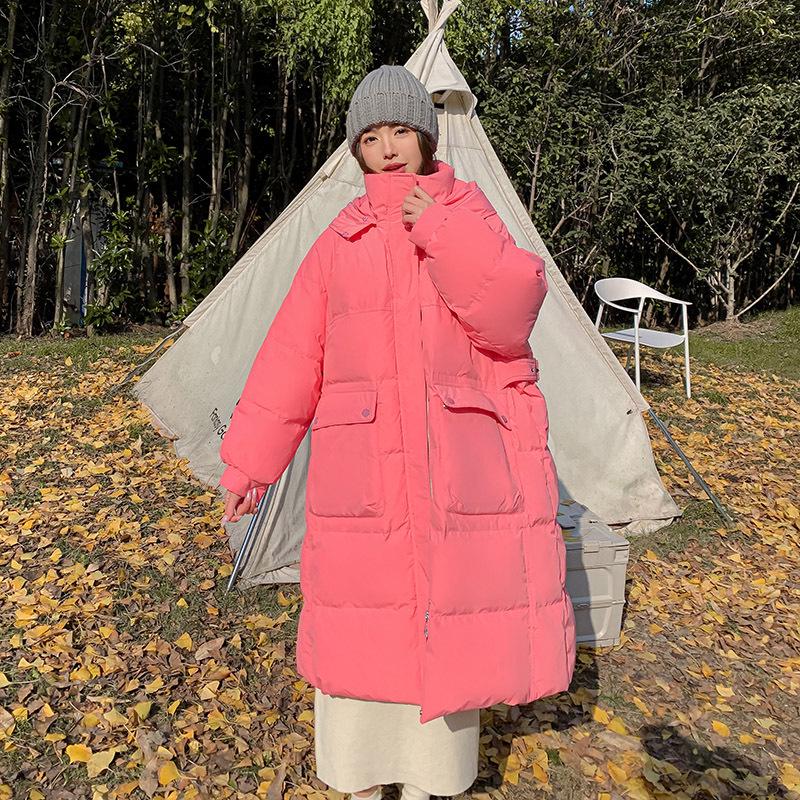 Plus Size Long Down Jacket for Women with Fur Collar and Hood, 300 Jin Capacity