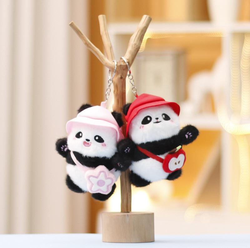 Plush Panda Toy With Keychain For Girls Soft Stuffed Animal Gift For Kids