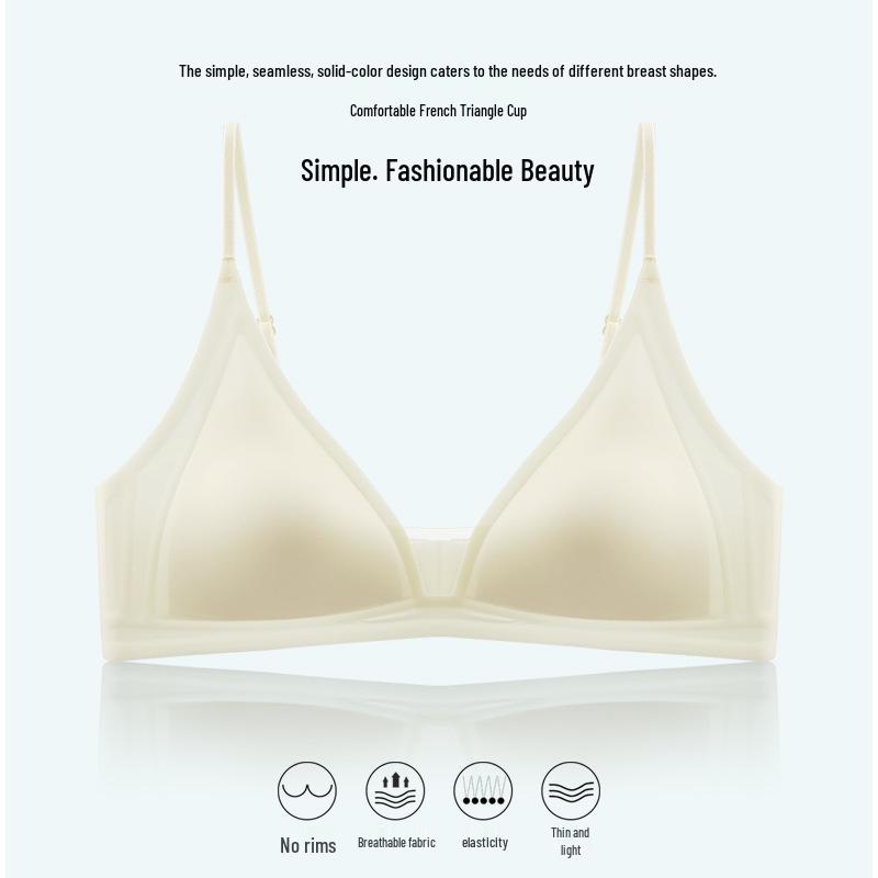 Sommer Ultra-dünne Französische Nahtlose Spitze Dessous mit Dreieckskörbchen & Anti-Hänge Stütz-BH