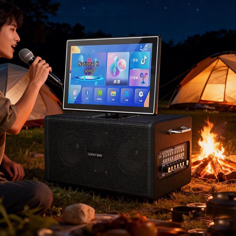 High-Power Portable Bluetooth Karaoke Trolley Speaker CN plug (adapter included) (CN version)
