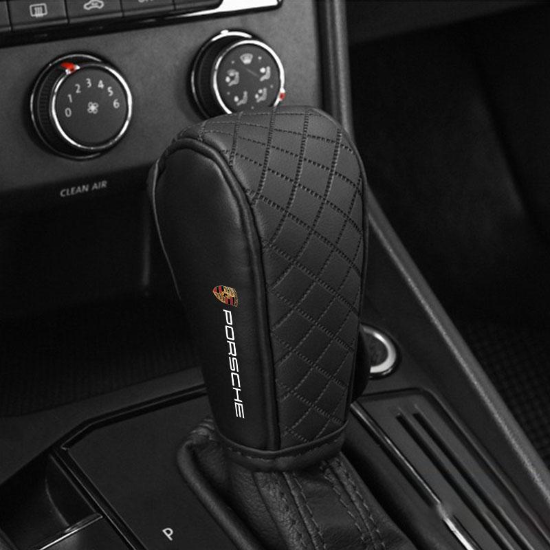 Car Gear Shift Cover PU Leather Shift Lever Cover Gearbox Shifter Knob Protective For Porsche Boxster Cayenne Panamera Macan Cayman 911 918 996 917