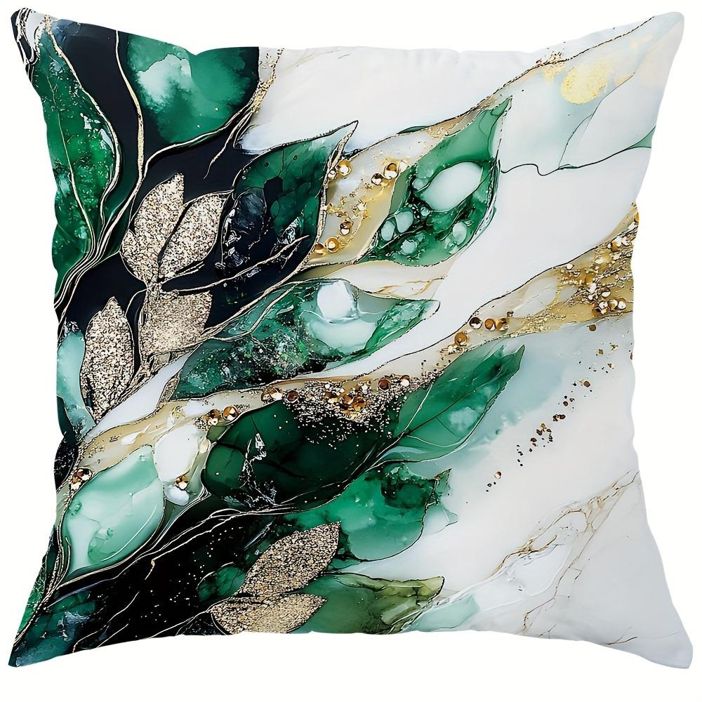 

Изумрудно-зеленый мрамор - лист Роскошные наволочкиПодушка для дивана в гостиной, мягкая и удобная, украшение для спальни 16x16in 40x40cm