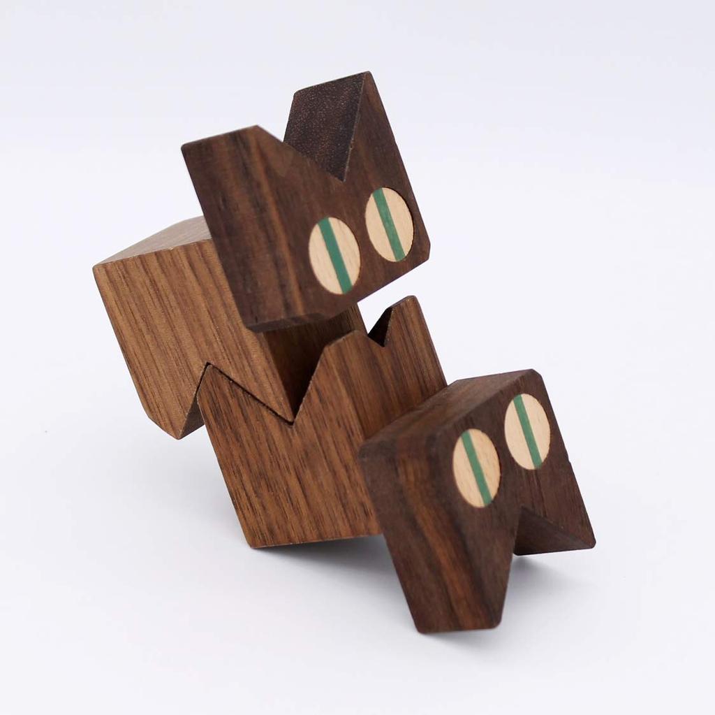 Komamugu Toy Cat Block Set of 2 (Black Cat)