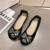 Single Casual Bow Flat Bottom Women's Single Shoes 2026 Spring Round Head Flat Bottom Large Size Women's Shoes 41 a 43