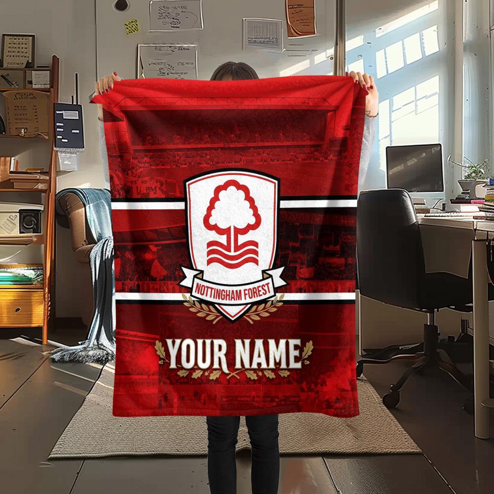 Custom Name Nottingham Forest Flannel Blanket, High quality Comfortable for All Seasons, Home Decor, Warmth and Comfort