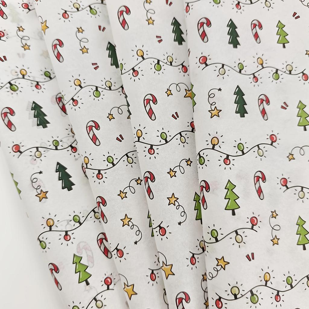 10/1000 Sheets Christmas Lantern & Rose Pattern Tissue Paper Gift Wrapping Semi-Transparent for Christmas Birthday Party Decor