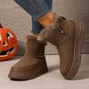 Fashion Chunky Platform Suede Snow Boots Women 2025 Winter Soft Thick Bottom Side Zip Fluffy Fur Ankle Boots Warm Plush Woman's Shoes