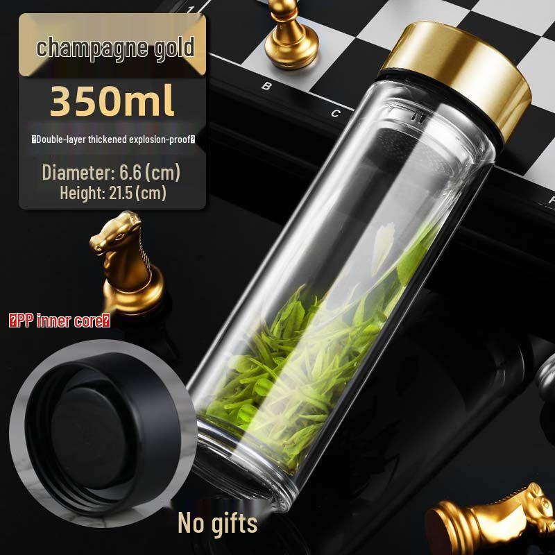 ZISIZ Double Wall Insulated Glass Tumbler with Stainless Steel Infuser