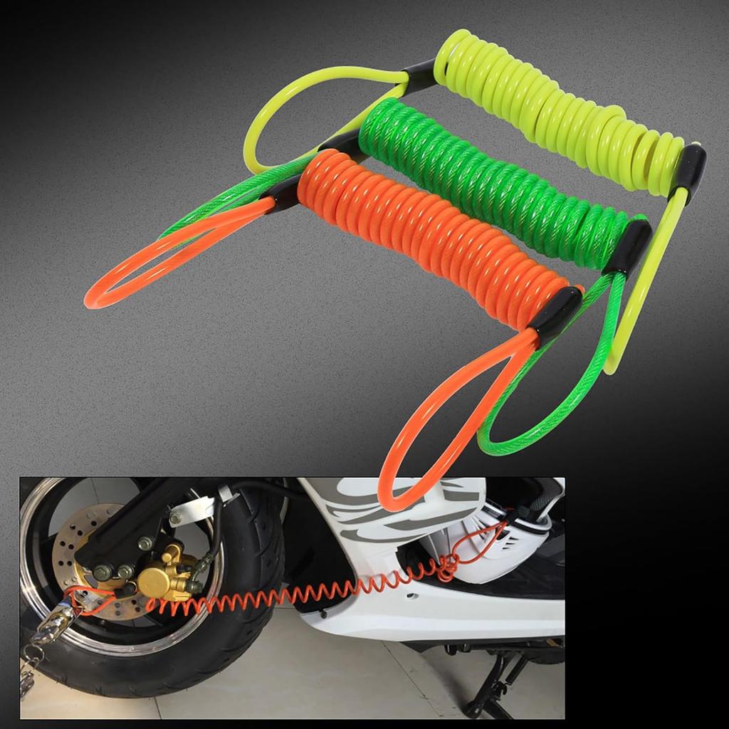 VGEBY Motorcycle Reminder Cable, Bike Alarm Disc Lock Antitheft Security Spring Reminder Coil Cable (Color : Yellow)