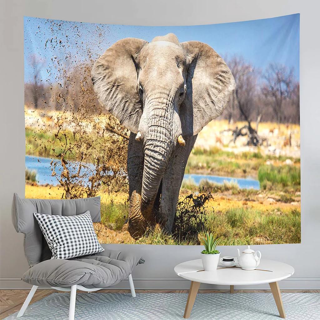 Elephant Tapestry African Animal Tapestry Nature Wildlife Tapestry Creativity Tapestries Home Living Room Bedroom Dorm Decor