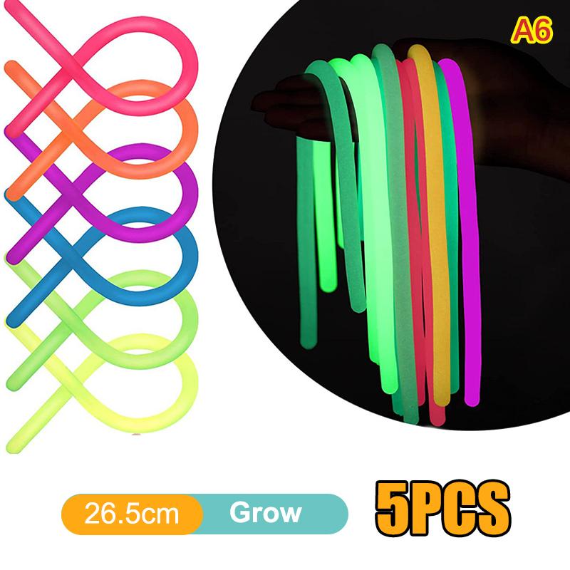 5pcs Simulated Elastic Decompression Noodles Stretchy String Fidgets Sensory Toys Strengthen Arms Stress Reliever Toys