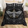 Butterfly And Death Moth Duvet Cover Queen Gothic Skull Flower Star Sky Moon Bedding Set Polyester Boho Exotic Black Quilt Cover
