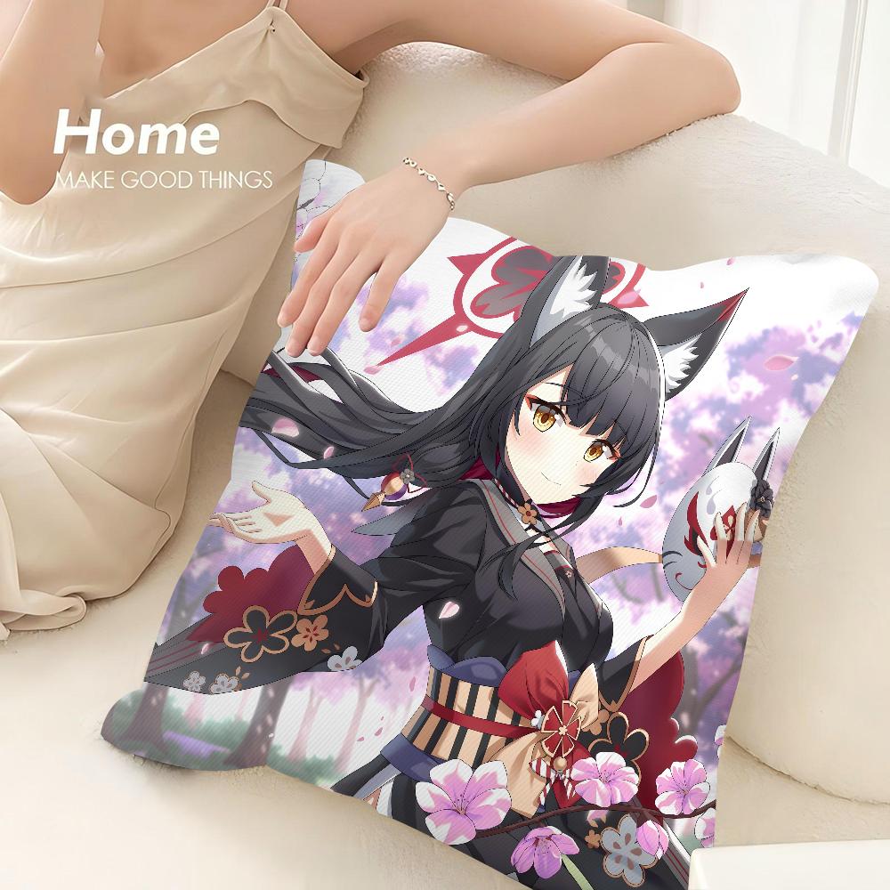 B-Blue Archive Anime Pillow Case Sofa Decorative Home Double-sided Print Plush Square Throw Pillow Covers Cushion Decor Cover