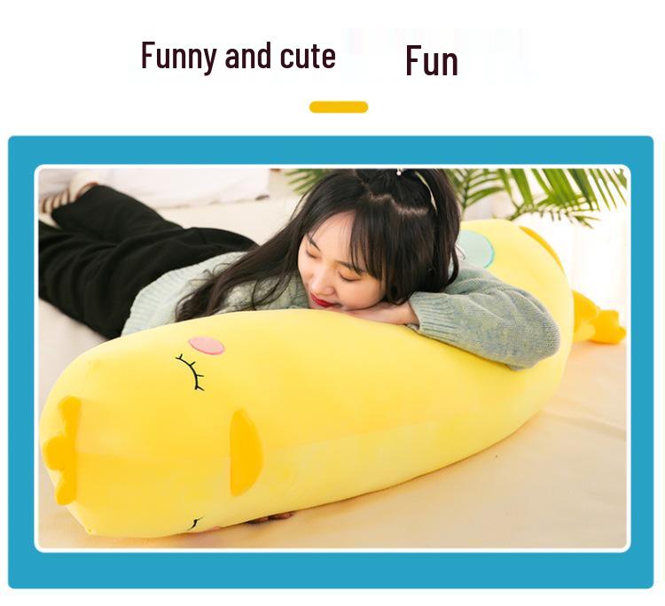 Yellow Chicken Plush Toy - Removable and Washable Hugging Pillow Doll for Kids, Leg-Clamping Stuffed Animal.