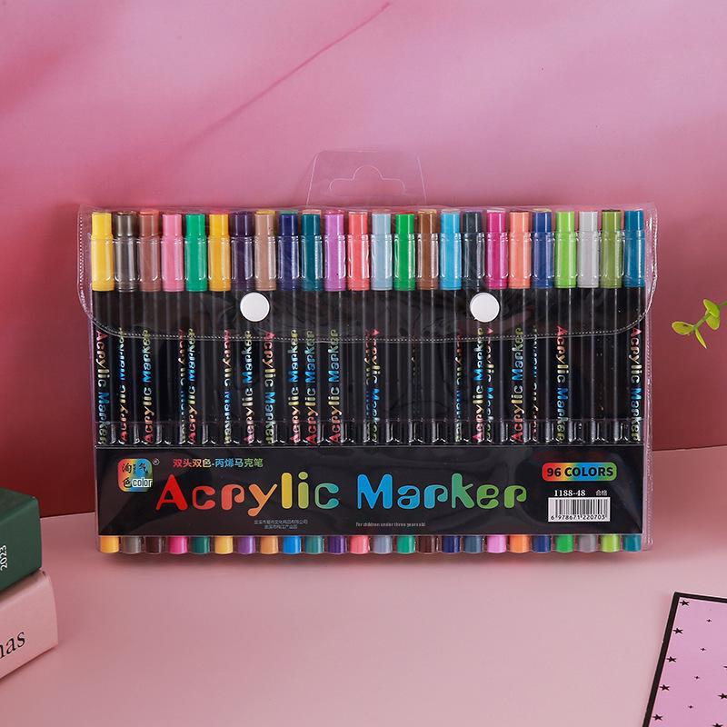 Dual-Color Acrylic Marker Pens - Soft-Tip Watercolor Brushes for Students - Ideal for Doodling, Drawing, and Smudge-Free Coloring.